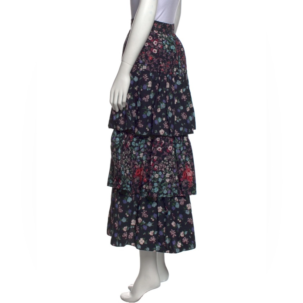LoveShackFancy Floral Tiered Midi Skirt